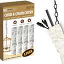 Royal Designs, Inc. Cord & Chain Cover 4 ft Silk Type Fabric, Chandelier Pendant Lighting Chain & Cable Management, Touch Fastener, White - 4 Pack