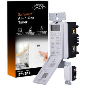 myTouchSmart 33861 LE One in-Wall Digital Timer, Push Door Switch, Backlit LED Screen, 8 Custom On/Off Times, Countdown Mode, Daily/Weekly Set, Off & Countdown