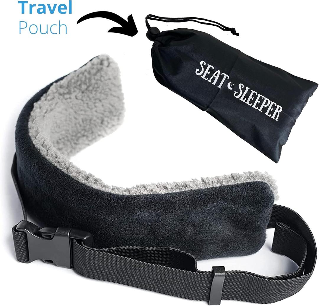 Travel Pillow Alternative Stops Bobbing | Airplane Head Straps and Car Support Band | Great on Travel Upright | Super Comfy Neck Support | Small & Compact 