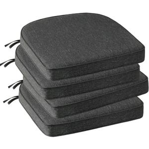 Outdoor Round Corner Seat Cushion, 17"x16"x2", Set of 4, Non Slip Seat Cushion Pads with Removable Cover for Patio Furniture, Garden Yard Lawn, Charcoal Gray