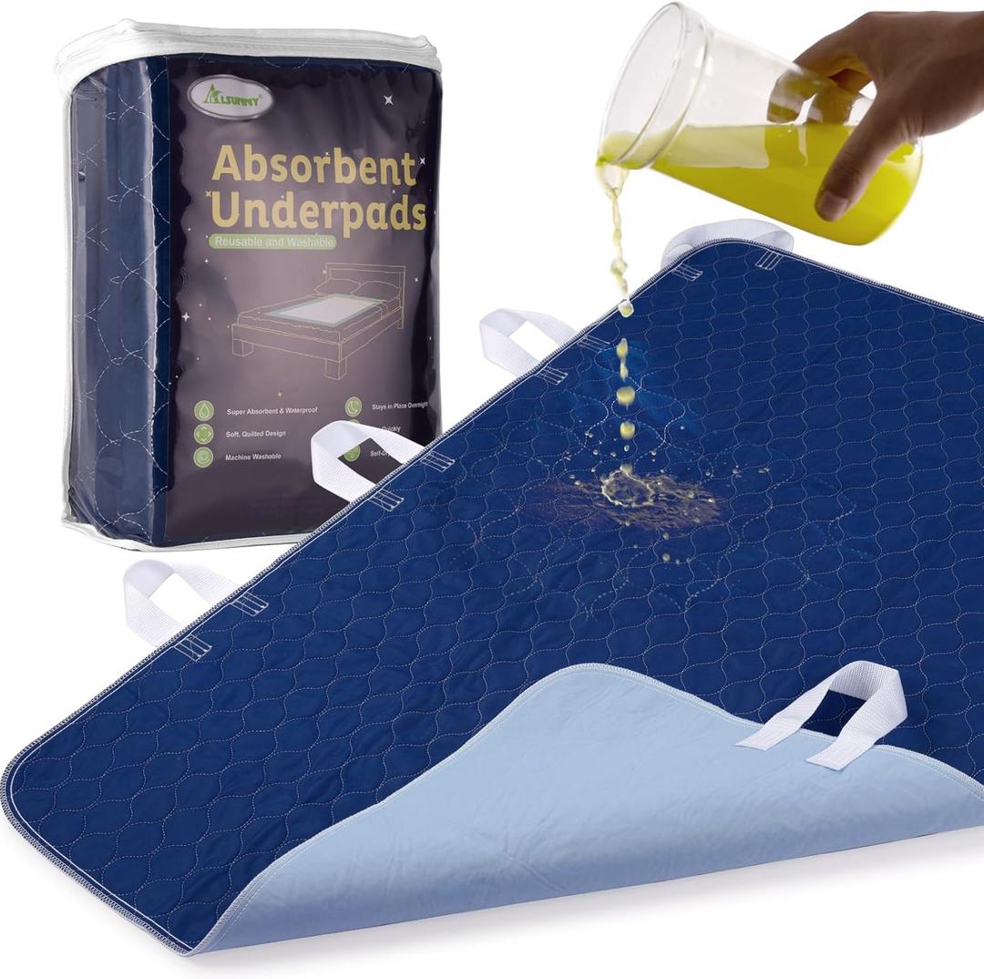 Alsunny Waterproof Bed Pads with Sturdy Handles, Hide Stains, Non Slip, Heavy Absorbency for Incontinence Adults & Elderly (36x72 | 1 Pack)