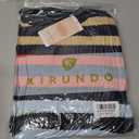 2 x KIRUNDO Women's 2025 Fall Winter Striped Color Block Short Sweater Long Sleeve Crew Neck Casual Loose Knit Pullover Tops (Black, XL)