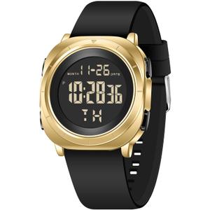 2 x COSSINIGE Mens Digital Waterproof Running Wrist Watches for Men Military Sports Tactical Dive Cheap Men's Wrist Watches Digital Black and Gold