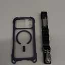 MAGEASY Compatible with iPhone 17 Pro 6.3" Case with Strap - 20ft Drop Protection Compatible with MagSafe, Leather Embedded Frame | Odyssey Strap M (Leatherette Midnight)