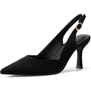 Rilista Women's Slingback Kitten Heels Closed Pointed Toe Backless Wedding Party Dress Pumps Shoes (Size 9.5)