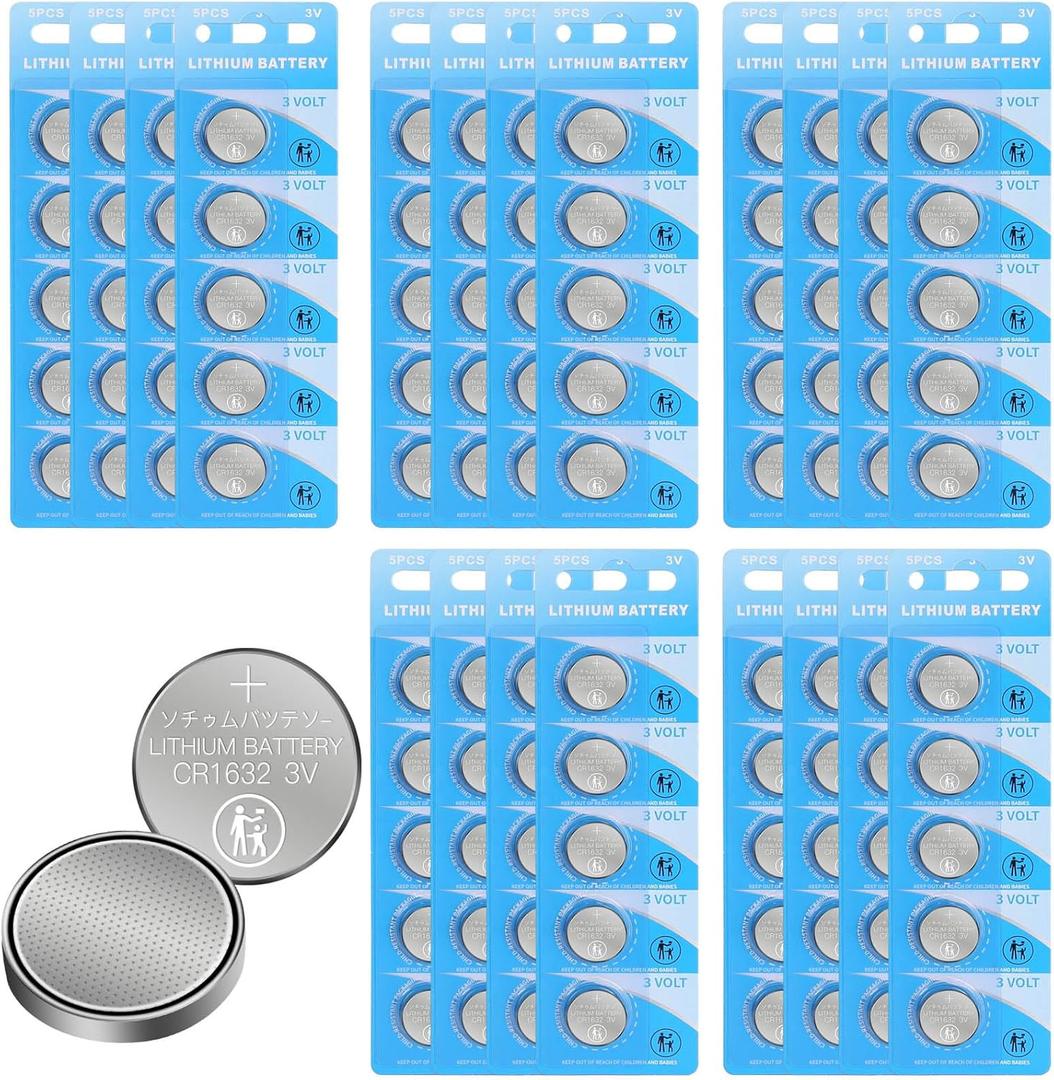 CR1632 Battery CR1632 3V Lithium Button Cell 100 Count (20 Count, Pack of 5)