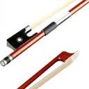 AMZZ Professional 1/2 Violin Bow Brazilwood, Ebony Frog, White Horsehair, Handmade & Balanced for Students & Advanced Players