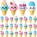 Gemscream 24 Pcs Plush Ice Cream Cones Toys, 4 Styles, Soft and Cuddly Soft Stuffed Toys, Plush Party Supplies, Cute Ice Cream Theme Decorations and Supplies