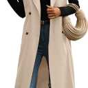 IDEALSANXUN Womens Long Vest Casual Double Breasted Sleeveless Trench Coat Jackets (Large, Khaki)