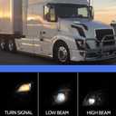 LED Headlight Assembly Compatible with Volvo VNL 2004-2014,Black Factory Style LED High/Low Beam Headlamp Driver and Passenger (Right/Passenger Side)