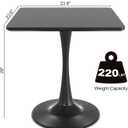 24" Black Small Dining Table for 2 or 4, Small Square Tulip Table for Kitchen, Round Corner Wood Bistro Table, Mid Century Modern Tables with Sturdy Pedestal for Living Room, Cafe, Office, Pub, Bar