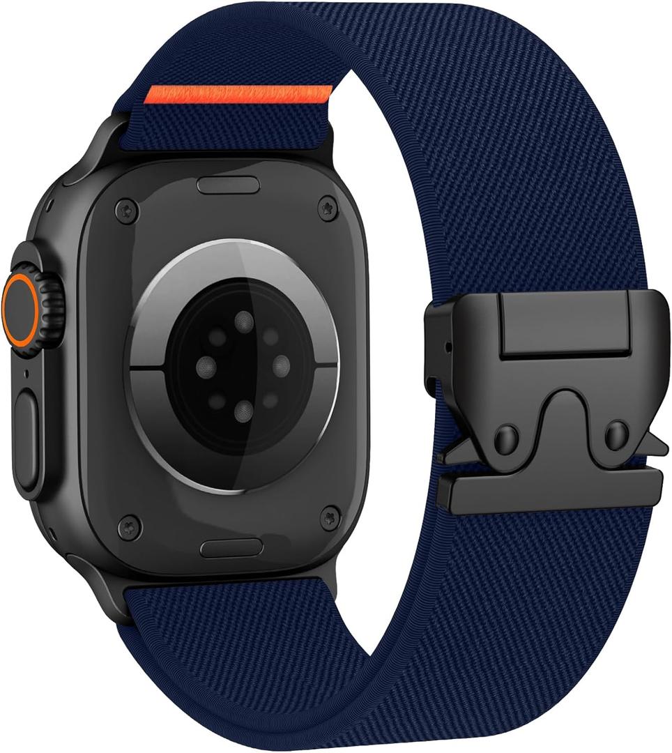Elastic Sport Band for Apple Watch Ultra 3/2/1 Bands 44mm/45mm/46mm/49mm/(42mm-series 3 2 1) Men Women, Adjustable Parachute Buckle Nylon Fabric Wristband for iWatch Series 11 10 SE 9 8 7 6 5 4 3