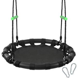 Tree Swing with PP Mat - Durable, Safe, and Easy to Install,Black Outdoor Saucer Swing,Flying Saucer Web Circle Swing for Yard Garden Playground Park (24 inches Diameter)