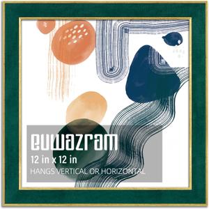 Suede 12x12 Frame - Single Frame, Elegant Green 12 x 12 Poster Frame, 12x12 Picture Frame for Artwork, Puzzles, Photos, and Movie Posters