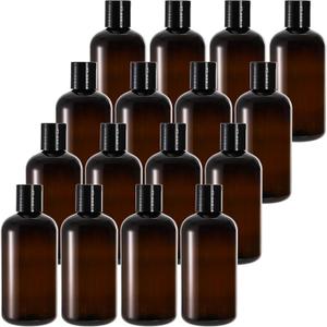 Bekith 16 Pack 8oz Plastic Squeeze Bottles with Disc Cap, Travel Containers For Shampoo, Lotions, Liquid Body Soap, Creams