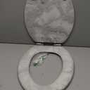 Angol Shiold Elongated Marble Toilet Seat with Zinc Alloy Hinges, Easy to Install and Clean, Anti-pinch (Gray) (Elongated-18.5)
