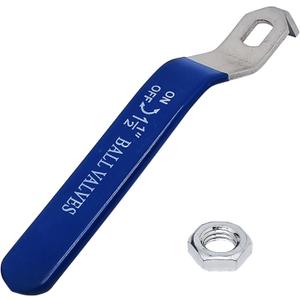 1 Piece Hole Size 9x14mm 201 Stainless Steel Ball Valve Handle with Blue Plastic Handle Grip & Nut for 1-1/2inch Ball Valve (One Claw)