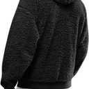 Runcati Mens Fuzzy Sherpa Pullover Hoodie Sweatshirts Long Sleeve Sport Front Pocket Military Fall Outwear Winter Hooded (Black) Small 01