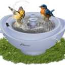 Solar Bird Bath with Fountain and Battery Backup, 3-in-1 Hanging or Freestanding Birdbath, Low-Water Protection & 3 Nozzles for Garden Patio Decor (Sky Blue)