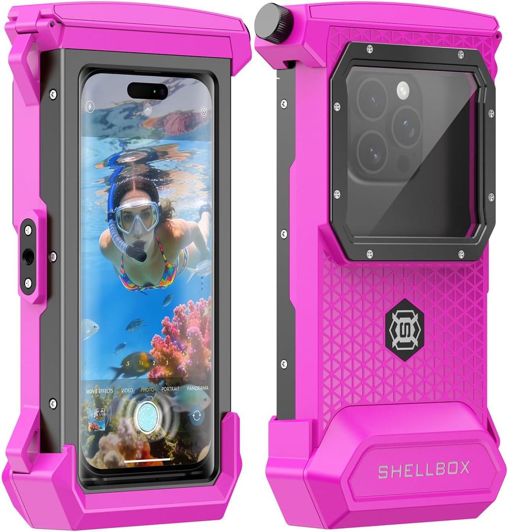 Underwater Phone Case for Snorkeling - Waterproof Touchscreen Diving Housing, Universal Underwater Phone Case for iPhone 16/15/14/13 Pro Max Samsung Galaxy S26/S25/S24 Ultra Up to 6.9'' (Hot Pink)