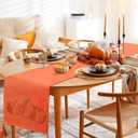 Breling Thanksgiving Pumpkin Table Runner Jacquard Fall Pumpkin Thanksgiving Dinner Table Runner Autumn Harvest Decoration for Kitchen Dining Home Dinner Party 13x72 Inch(Rust)