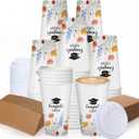 Zhehao 90 Pcs/ 30 Sets 16oz Graduation Coffee Cups with Lids and Sleeves Wildflower Congrats Grad Disposable Paper Coffee Cups Class of 2026 Drinking Cup for Graduation Party Supplies