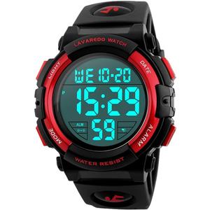 Kids Watch,Boys Watch for 3-15 Year Old Boys, Digital Sport Outdoor Multifunctional Chronograph LED 50 M Waterproof Alarm Calendar Analog Watch for Children with Silicone Band, Kids Gift (02-Red)