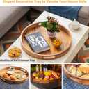 Wooden Serving Tray with Handles 22 Inch Extra Large Round Ottoman Tray Acacia Large Wood Trays Ottoman Living Room Wooden Trays
