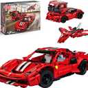Mould King 3in1 Car Building Blocks, 718PCS, Large, Unisex, Age 8+, Requires Assembly, AA/AAA Batteries, Automatic Operation, Race Car, Truck, Airplane Jet