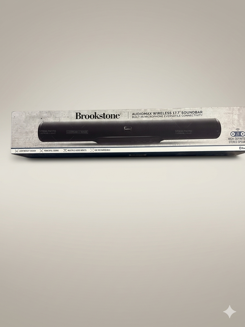Brookstone Bluethooth Audiomax Wireless Advanced Power Soundbar Microphone