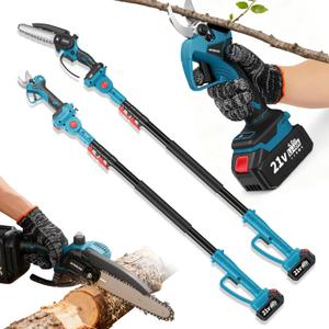 Electric Pruning Shears & 6 Inch pole saws for tree trimming with 7ft Max Extension Pole, Cordless Pole Saw & Electric Pruning Shears Set,2 * 4.0Ah Batteries,Electric Pole Saw Tree Trimming Kit