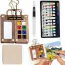 Mini Watercolor Paint Set, Travel Watercolor Kit,2026 New Mini Watercolor Travel Set for Beginners and Artist with Sketchbook (8-Grids) 2026 new mini watercolor travel set