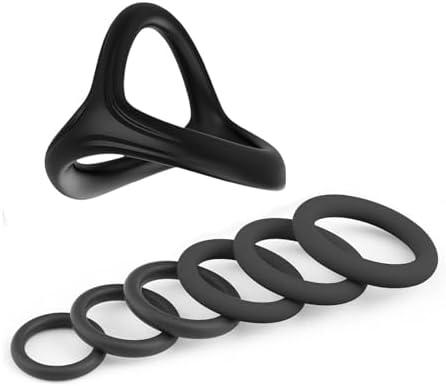 Triangle Men's Endurance Training Set, 7-Piece Set Includes 6 Different Sizes of Circular Bands-USLS08G (Set4-Black)