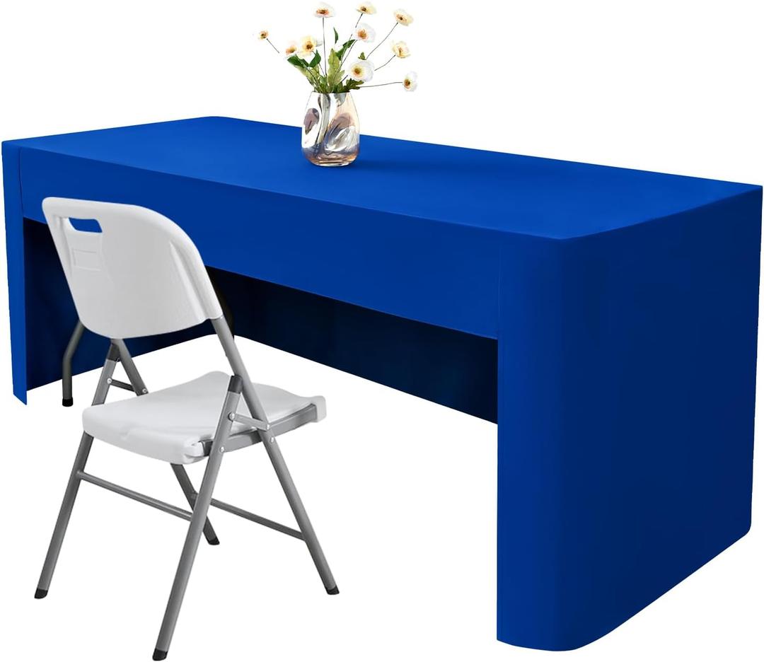 Rectangle Fitted Tablecloth Open Back Washable Polyester, 30x60 in | Royal Blue 5 Foot Folding Table Cover, Vendor Table Cloth for Craft Show, Trade Show, Display, Party, Wedding, Banquet