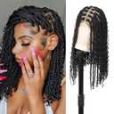 Brinbea 18'' 13x8'' HD Lace Short Braided Wigs for Women Bob Knotless Boho Braided Wigs with Baby Hair Black Box Braid Wig Premium Synthetic Braided Lace Front Wigs