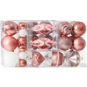 XmasExp Christmas Ball Ornaments Assorted Shatterproof Christmas Ball Set with Reusable Hand-held Gift Package for Xmas Tree Decoration (Rose Gold, 102pcs)