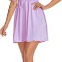 WDIRARA Women's Square Neck Flounce Short Sleeve Shirred Ruffle Hem Dress, Medium, Purple