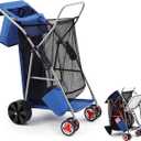 Beach Cart with Big Wheels for Sand Foldable Beach Buggy Wide Wheel Storage Wagon Lightweight Rust Free Aluminum Frame with Body Board Holder Removable Tote for Most Terrain