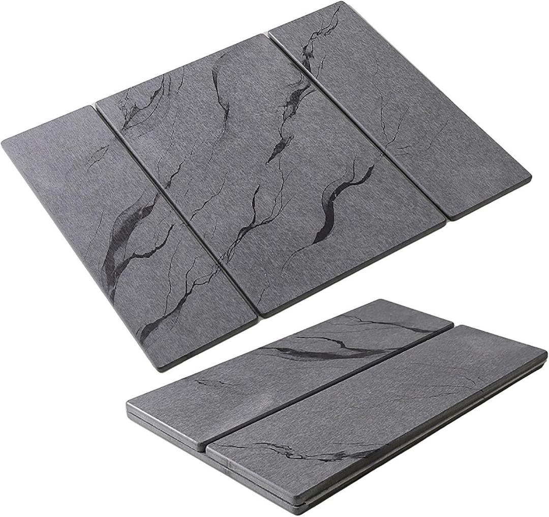 Stone Dish Drying Mat For Kitchen Counter,Large Diatomaceous Earth Quick Drying Mat,Non-Slip Diatomaceous Absorbent Pad For Kitchen Countertops,Match Any Countertop(A)