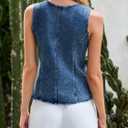 Tankaneo Womens Button Down Denim Vest Tops Sleeveless Fitted Jean Tank Tops Summer Trendy Casual Waistcoat
