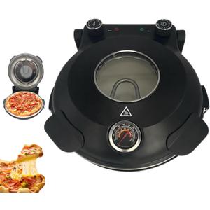 12" Electric Pizza Oven with Refractory Stone  1200W Countertop Pizza Maker Heats up to 800F (420), Fast 4-Min Pizza Cooker with Adjustable Temperature for Indoor & Outdoor Use