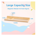 Tonies Shelf Magnetic - Tonies Figure Organizer for Kids Room, Wooden Magnetic Display Shelf for Tonies Box Holder, Wall Floating Shelves Toy Storage Compatible Charging Station (1 Tier, Wood)
