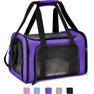 Large Cat Carriers Dog Carrier Pet Carrier for Large Cats Dogs Puppies up to 25Lbs, Big Dog Carrier Soft Sided, Collapsible Travel Puppy Carrier - Large - Purple (20.0"L x 13.0"W x 13.0"H)