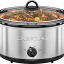 Chefman 6 Quart Slow Cooker with Locking Lid, Ceramic Crock with Portable Cook and Carry Travel Latching Lock, Large Easy Clean Dishwasher Safe Pot Insert, Manual 3 Heat Settings, Stainless Steel
