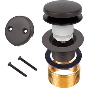 Bronze Bathtub Tub Drain Conversion Kit with Two-Hole Overflow Faceplate, Minupwell Tip-Toe Replacement Bath Tub Drain Trim Kit with Universal Fine/Coarse Thread AssemblyOil Rubbed Bronze