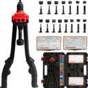 CORWIN K1 16 Inches Rivet Nut Tool Kit with Stroke Scale with 15 mandrels in Metric M3-M12 in SAE 6-32 to 1/2-13 Stored in Designed Carring Case Includes 200 Rivet Nuts Organized in Separate Boxs