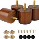 Maricome 2 Inch Wood Furniture Feet Set of 4 Predrilled M8 Bolt Mini Small Replacement Legs for Ottoman Dresser Chair Short Solid Column Modern