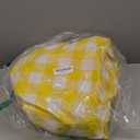 Smiry Round Picnic Tablecloth, Elastic Waterproof Fitted Vinyl Tablecloths for 57"-68" Tables, Flannel Backed Buffalo Plaid Table Cover for Dining, Camping, Outdoor, White and Yellow