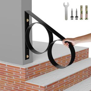 18.1" Handrail for Outdoor Steps, 1-2 Steps Stair Handrails-Wall Mounted Wrought Iron Hand Railing-Powder Coated Carbon Steel-Metal Art Single Step Handrail-Step Grab Rail for Indoor Outdoor Stair Step