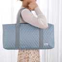 American Mahjong Game Set - Pearl Gray Quilted Soft Bag - 166 White Engraved Tiles, 4 All-in-One Rack/Pushers Complete Western Mah-Jongg, Maj Jongg, Ma Jong Set